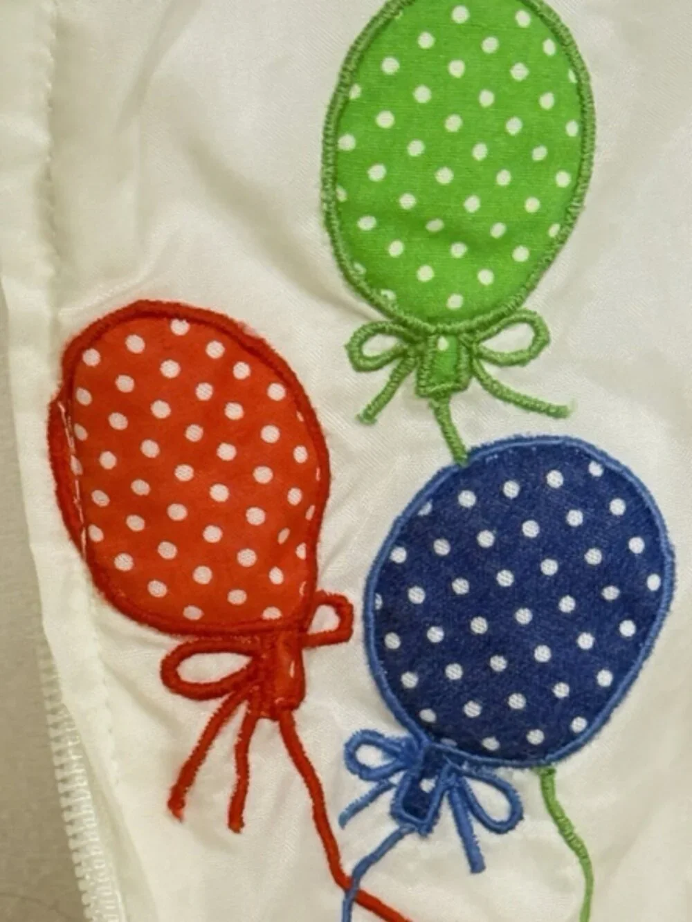 Vtg 80s Balloon Embroidered Baby Windbreaker Jacket 24M Polka Dot Hood